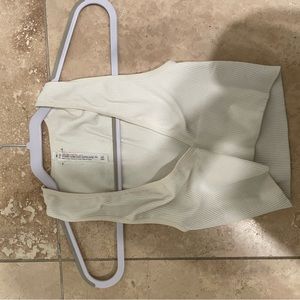 Cream Deep V crop top